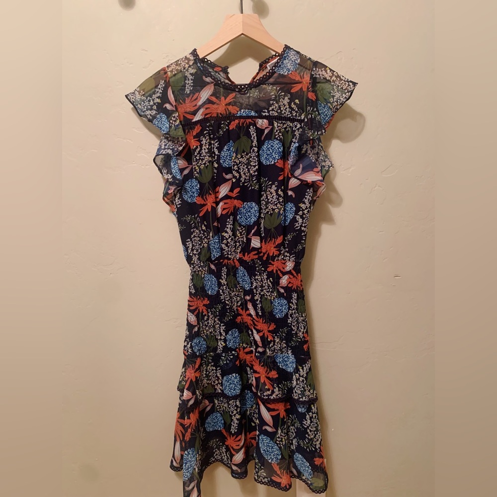 Chelsea 28 Tiered Blouson Dress in Navy Stella Floral